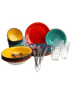 Gibson Color Speckle 28 Piece Mix and Match Dinnerware Combo Set