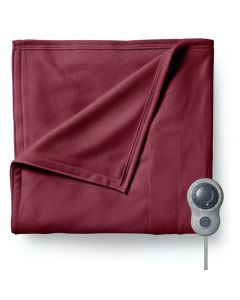 Sunbeam Full Size Electric Fleece Heated Blanket in Garnet
