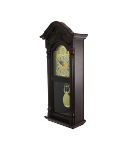 Bedford Clock Collection 25.5 Inch Antique Mahogany Cherry Oak Chiming Wall Clock with Roman Numerals