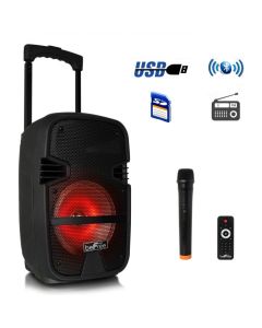beFree Sound 8 Inch 400 Watt Bluetooth Portable Party PA Speaker System with Illuminating Lights