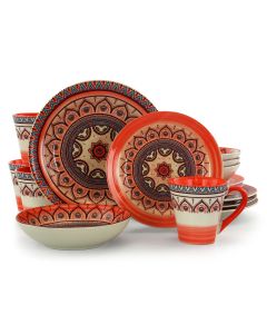 Elama Zen Rust Mozaik 16 Piece Dinnerware Set