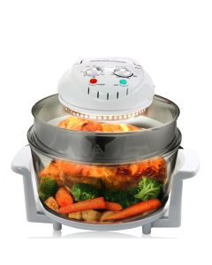 MegaChef Multipurpose Countertop 14.25 Inch Halogen Oven Air Fryer/Rotisserie/Roaster in White