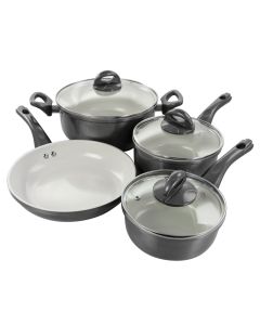 Gibson Home Hestonville 7 Piece Aluminum Nonstick Cookware Set in Grey with Bakelite Handles