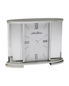 Seth Thomas Silver Glass Carriage Table Clock